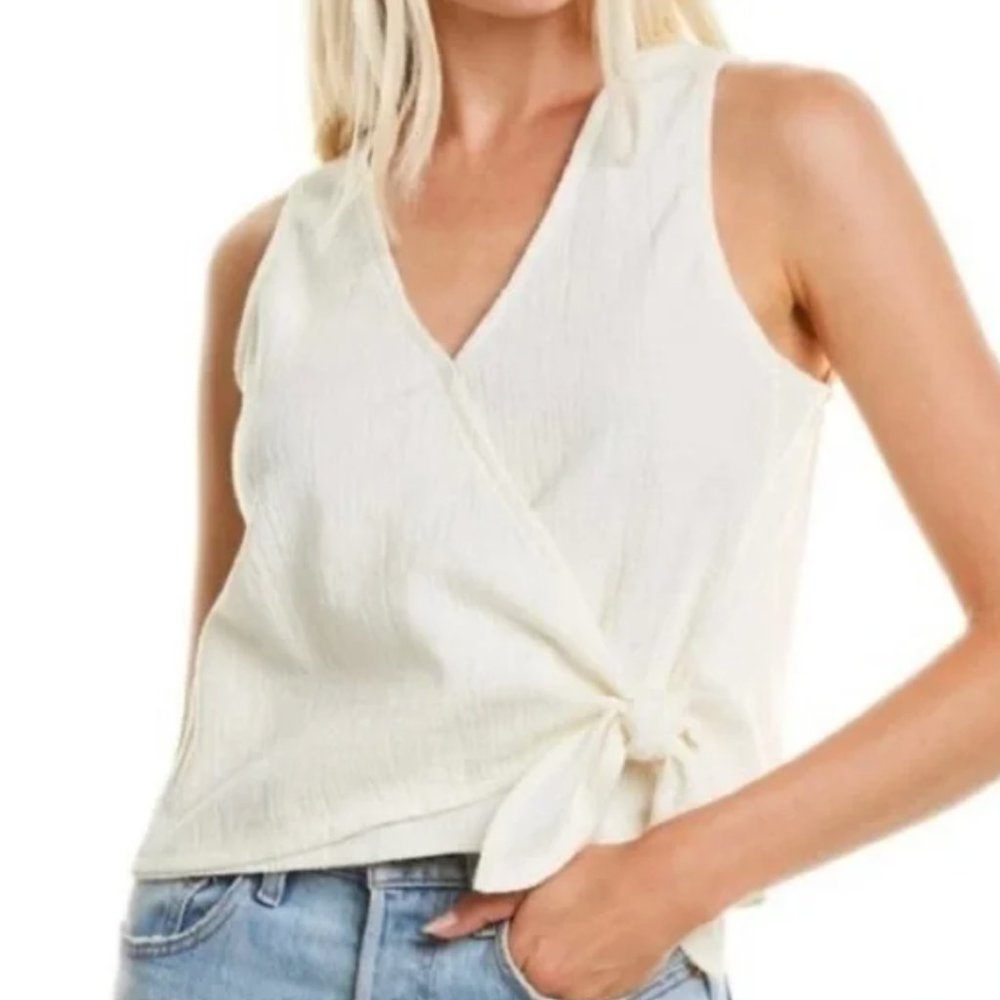 Madewell Texture & Thread Wrap-Tie Tank Top | Size: XL | Color: Cream